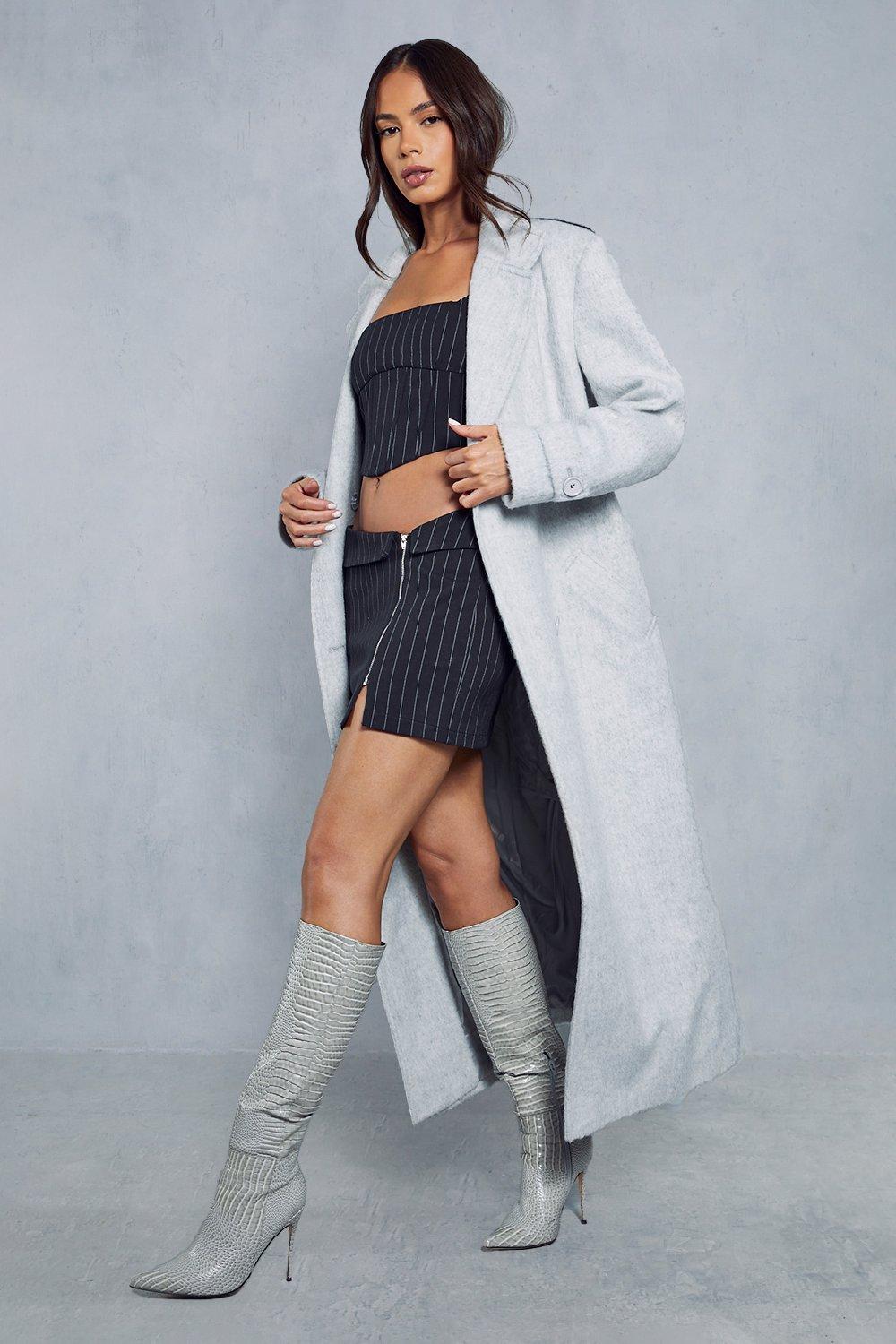 Long grey duster coat sale